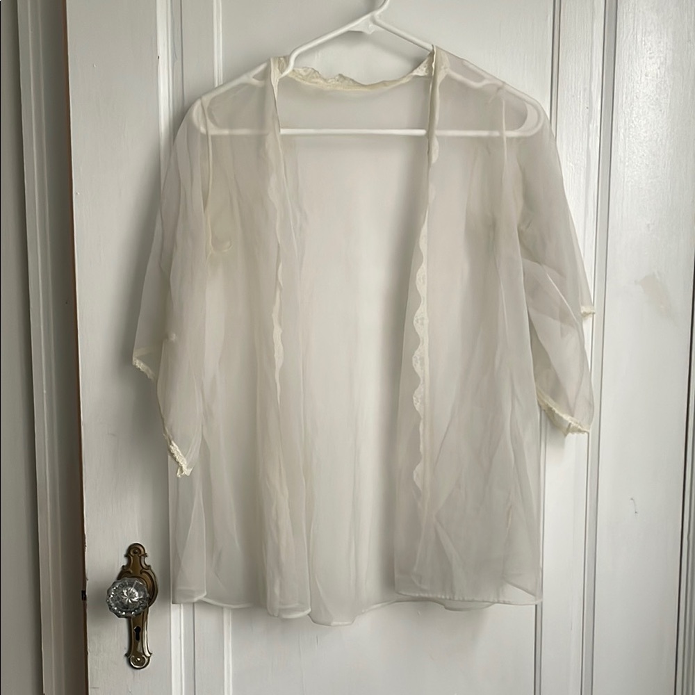 Lace Trim Sheer Cardigan